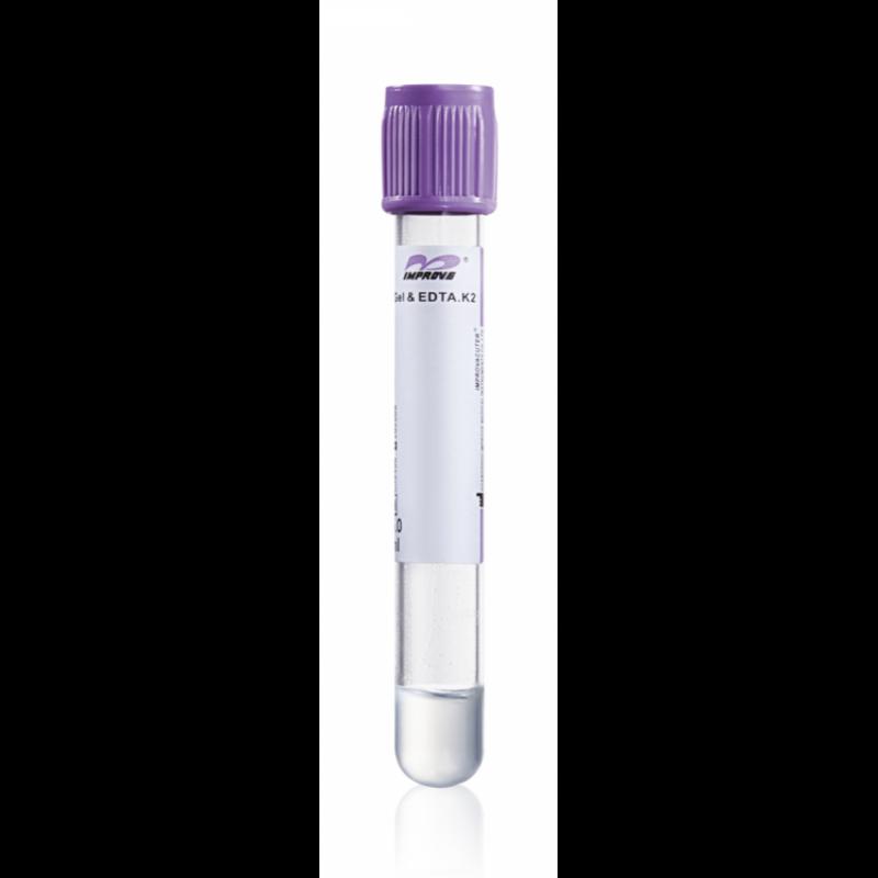 Пробірки вакуумні пластикові IMPROVACUTER, з К2 ЕДТА і гелем, 4,5 мл, 13x100мм, паперова етикетка,